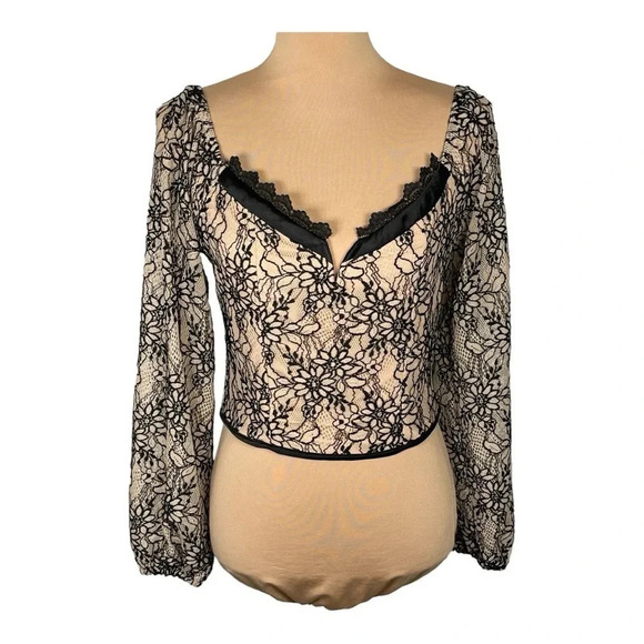 Willow Root‎ Cropped Lace Top Tan Size S New - Picture 6 of 11